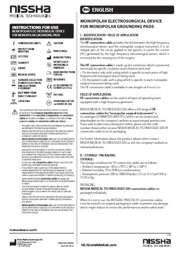 <p>HF Cables for Monopolar</p>