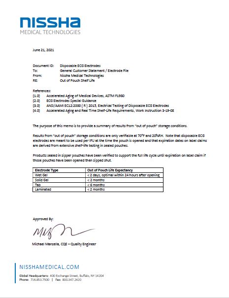 <p>Disposable ECG Electrode - Out of Pouch Shelf Life</p>